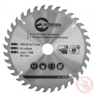 Диск пильный по дереву с твердосплавными напайками 200 х 25.4мм х 36Т Intertool CT-3020