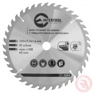 Диск пильный по дереву с твердосплавными напайками 230 х 22.2мм х 40ТIntertool CT-3044