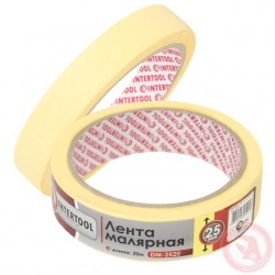 Малярная лента 25 мм 20 м желтая Intertool DM-2520