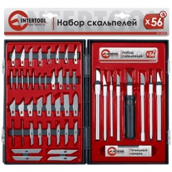 Набор скальпелей для резьбы по дереву Intertool HT-0530 в пластиковом футляре 56 шт Набор скальпелей для резьбы по дереву Intertool HT-0530 в пластиковом футляре 56 шт