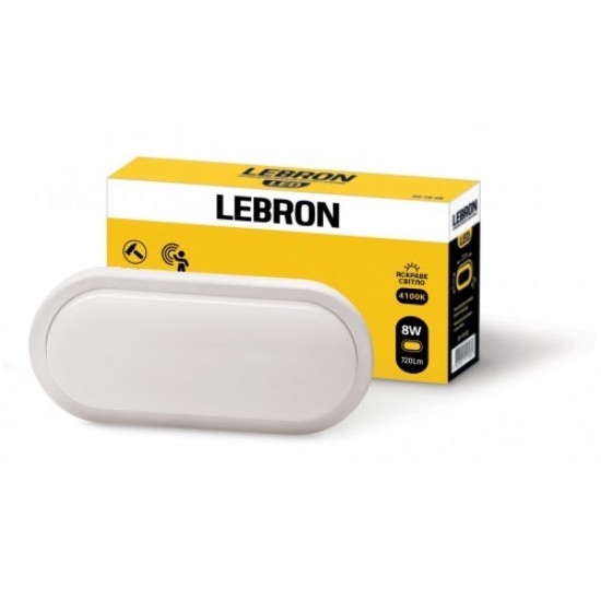 Cветильник светодиодный накладной овальный с датчиком движения LEBRON 8W 12-55-14 (15-37-21)