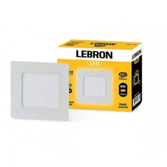 LED-панель встраиваемая квадратная LEBRON 6W 13-15-17 12-10-34