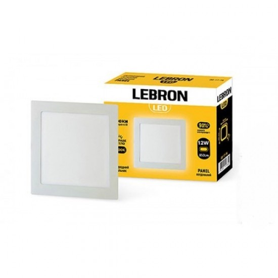 LED-панель встраиваемая квадратная LEBRON 12W 13-15-46 (12-10-40)