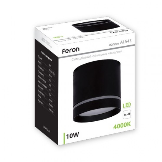 Накладной светильник светодиодный круглый Feron AL543 10W черный 6324
