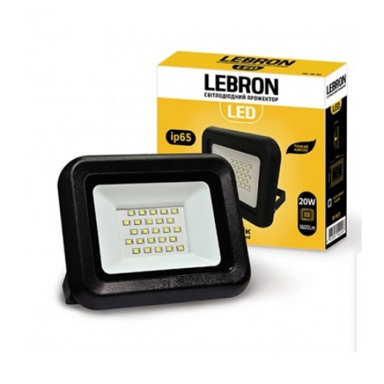LED прожектор 20 W угловой Lebron 6200 K 00-15-21