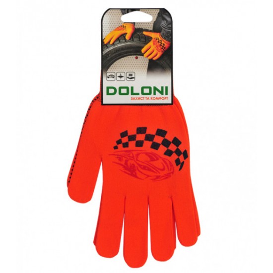 Перчатки рабочие Doloni трикотажные с двухсторонним ПВХ рисунком Авто оранжевые 13 класс 4111
