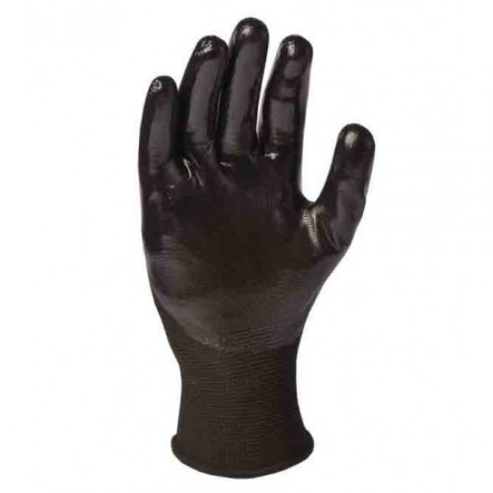 Перчатки рабочие трикотажные черные с нитриловым покрытием 3/4 облив Долони 10 размер 4582
