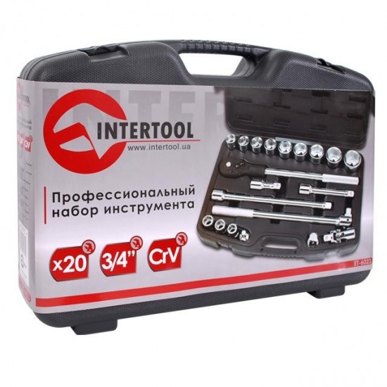 Профессиональный набор инструментов 3/4 головки 19-50мм Intertool ET-6023 20 шт