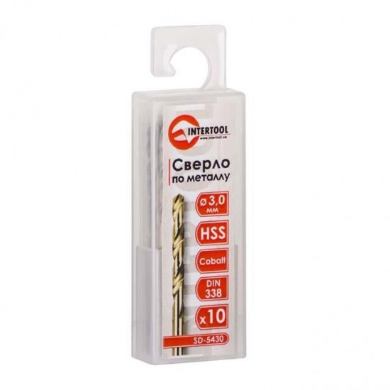 Сверло по металлу 3 мм HSS 5% Cobalt Intertool SD-5430