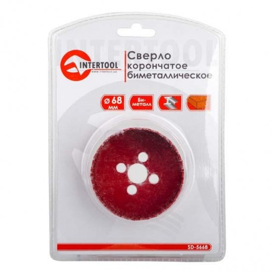 Сверло корончатое биметаллическое 68 мм Intertool SD-5668