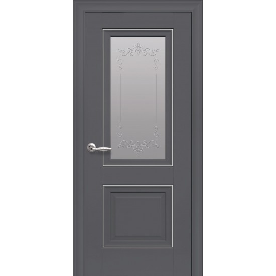Двери Имидж (Элегант) Premium со стеклом сатин и молдингом и рисунком Р2 Антрацит