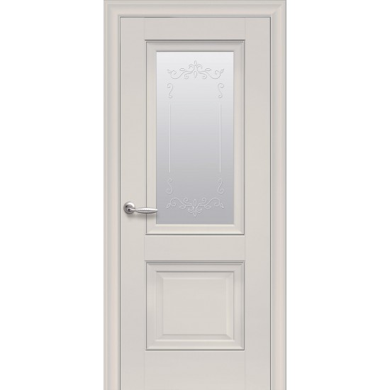 Двери Имидж (Элегант) Premium со стеклом сатин и молдингом и рисунком Р2 Магнолия
