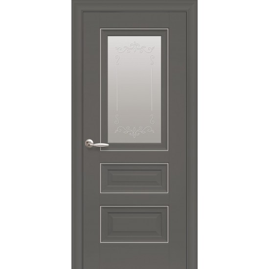 Двери Статус (Элегант) Premium со стеклом сатин и молдингом и рисунком Р2 Антрацит