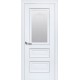 Двери Статус (Элегант) Premium со стеклом сатин и молдингом и рисунком Р2 Белый матовый