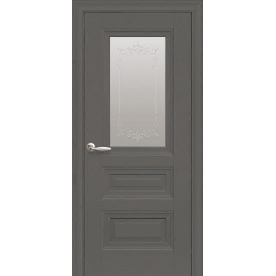 Двери Статус (Элегант) Premium со стеклом сатин и рисунком Р2 Антрацит