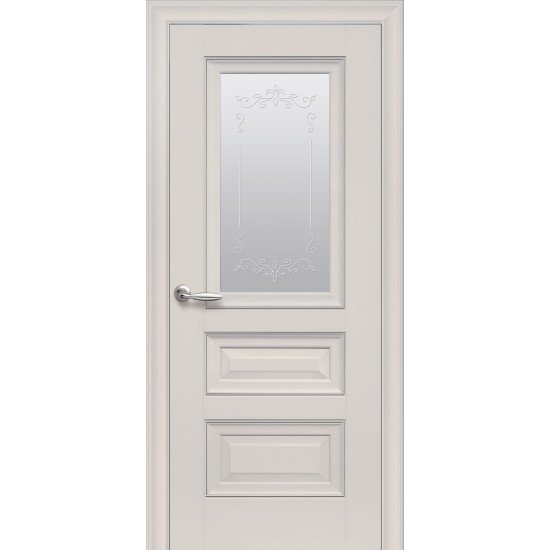 Двери Статус (Элегант) Premium со стеклом сатин и рисунком Р2 Магнолия