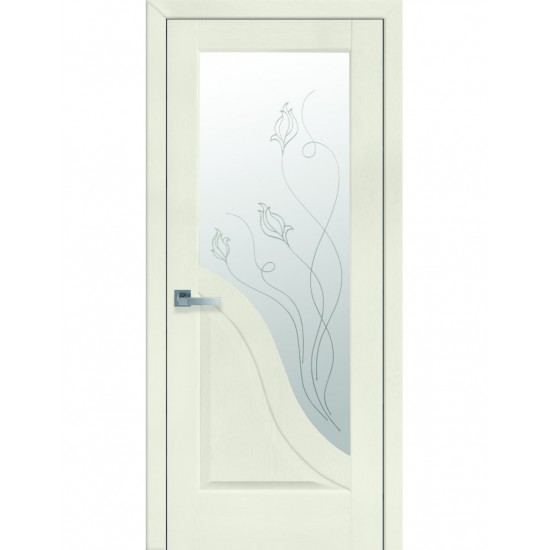 Двери Амата (Маэстра) ПВХ DeLuxe со стеклом сатин и рисунком Р2 Патина серая