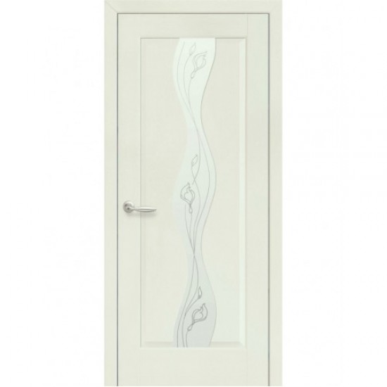 Двери Волна (Маэстра) ПВХ DeLuxe со стеклом сатин и рисунком Р2 Патина серая