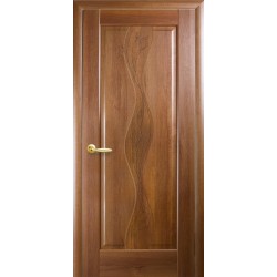 Двери Волна (Маэстра) ПВХ DeLuxe Глухое с гравировкой Золотая ольха