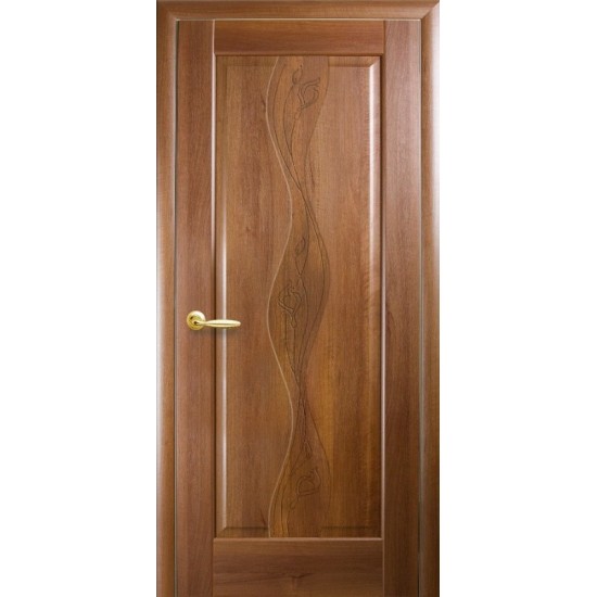 Двери Волна (Маэстра) ПВХ DeLuxe Глухое с гравировкой Золотая ольха