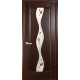 Двери Волна (Маэстра) ПВХ DeLuxe со стеклом сатин и рисунком Р1 Каштан
