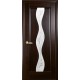 Двери Волна (Маэстра) ПВХ DeLuxe со стеклом сатин и рисунком Р2 Каштан