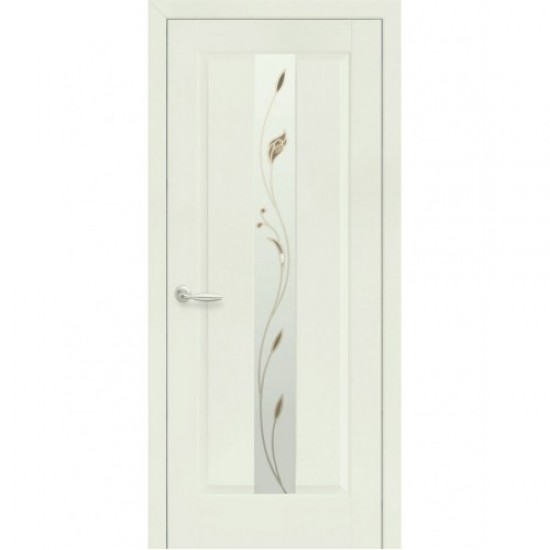 Двери Премьера (Маэстра) ПВХ DeLuxe со стеклом сатин и рисунком Р1 Патина серая
