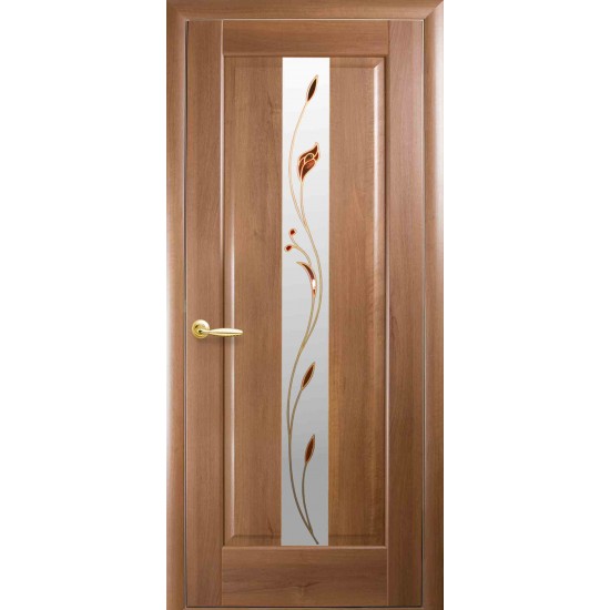 Двери Премьера (Маэстра) ПВХ DeLuxe со стеклом сатин и рисунком Р1 Золотая ольха