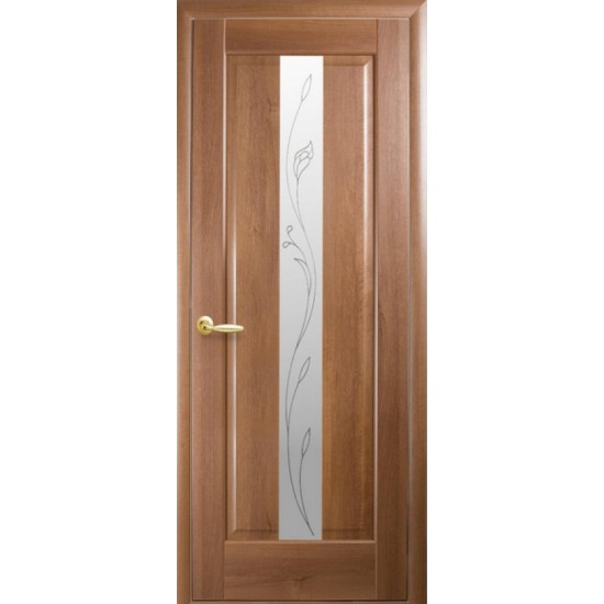 Двери Премьера (Маэстра) ПВХ DeLuxe со стеклом сатин и рисунком Р2 Золотая ольха