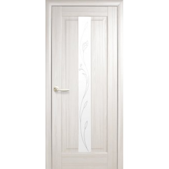 Двери Премьера (Маэстра) ПВХ DeLuxe со стеклом сатин и рисунком Р2 Ясень new