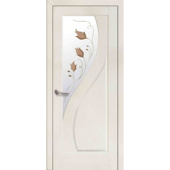 Двери Прима (Маэстра) ПВХ DeLuxe со стеклом сатин и рисунком Р1 Патина серая