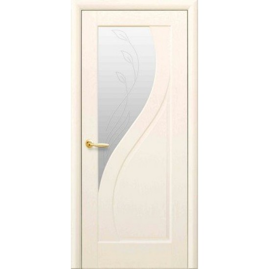 Двери Прима (Маэстра) ПВХ DeLuxe со стеклом сатин и рисунком Р2 Патина серая