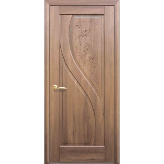 Двери Прима (Маэстра) ПВХ DeLuxe Глухое с гравировкой Золотая ольха