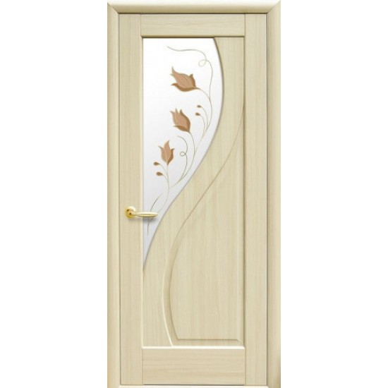 Двери Прима (Маэстра) ПВХ DeLuxe со стеклом сатин и рисунком Р1 Ясень new