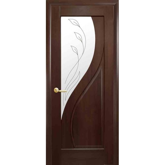 Двери Прима (Маэстра) ПВХ DeLuxe со стеклом сатин и рисунком Р2 Каштан