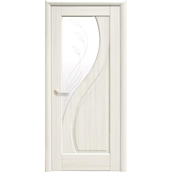 Двери Прима(Маэстра) ПВХ DeLuxe со стеклом сатин и рисунком Р2 Ясень new