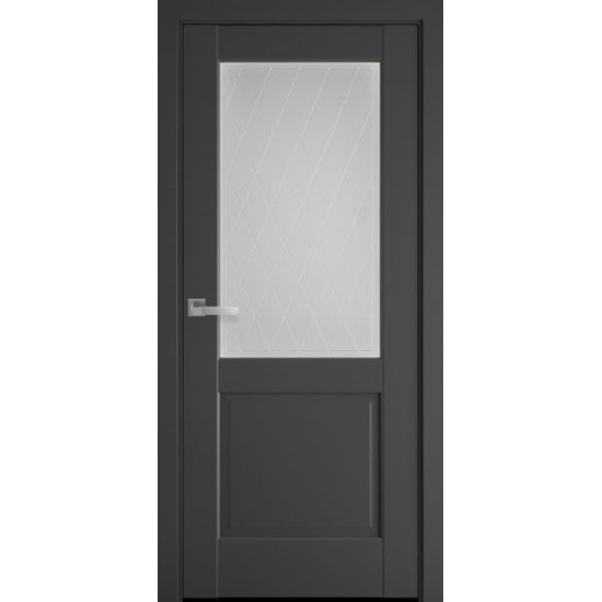 Двери Эпика (Маэстра) Premium со стеклом сатин и рисунком Р2 Антрацит