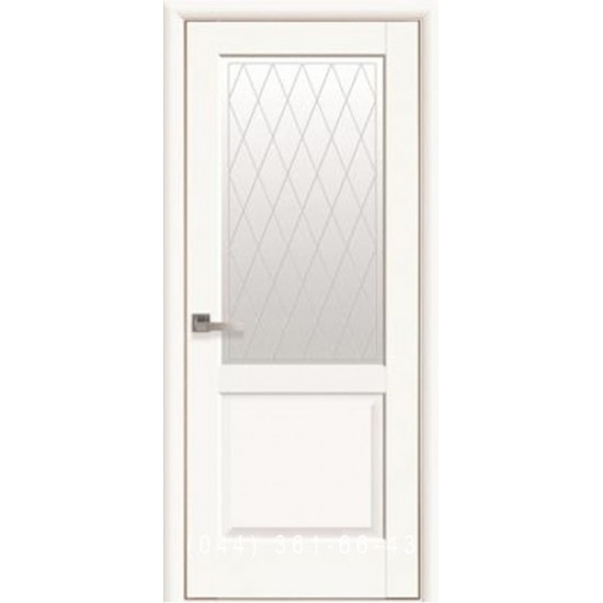 Двери Эпика (Маэстра) Premium со стеклом сатин и рисунком Р2 Магнолия