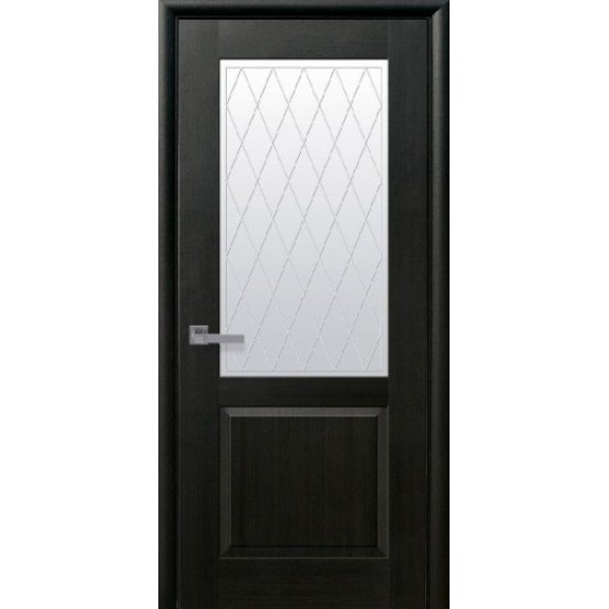 Двери Эпика (Маэстра) ПВХ DeLuxe со стеклом сатин и рисунком Р2 Венге new