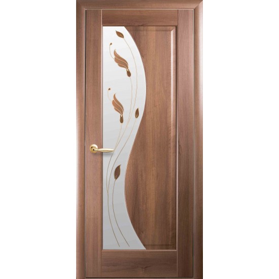 Двери Эскада (Маэстра) ПВХ DeLuxe со стеклом сатин и рисунком Р1 Золотая ольха