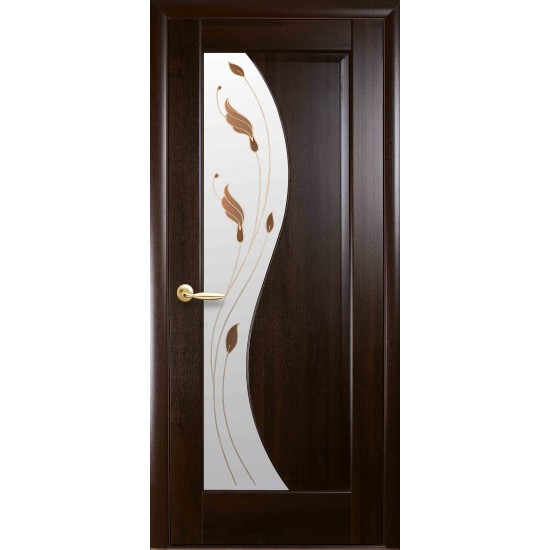 Двери Эскада (Маэстра) ПВХ DeLuxe со стеклом сатин и рисунком Р1 Каштан