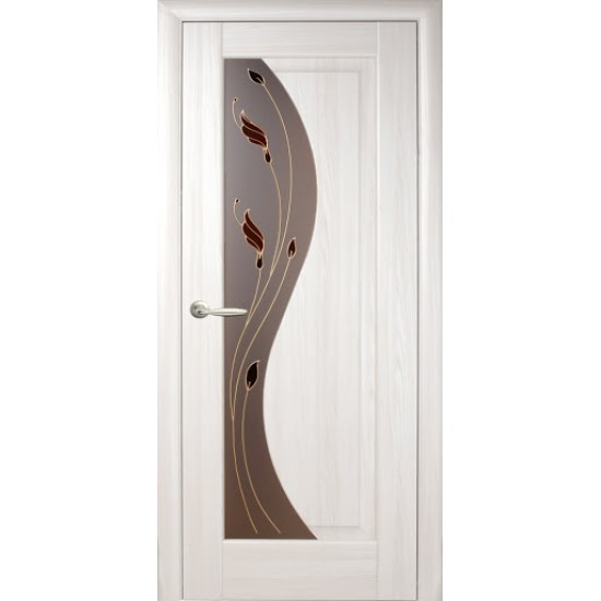 Двери Эскада (Маэстра) ПВХ DeLuxe со стеклом сатин и рисунком Р1 Ясень new