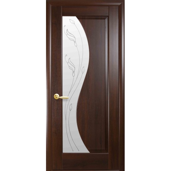Двери Эскада (Маэстра) ПВХ DeLuxe со стеклом сатин и рисунком Р2 Каштан