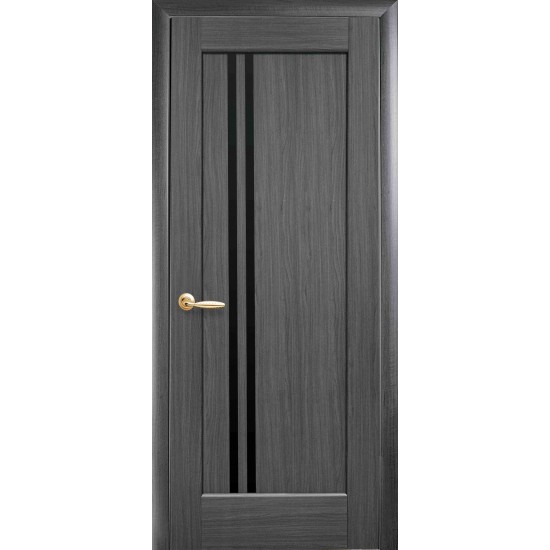 Дверь Делла (Ностра) ПВХ DeLuxe с черным стеклом Grey