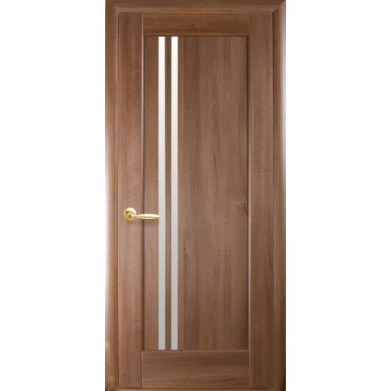 Дверь Делла (Ностра) ПВХ DeLuxe со стеклом сатин Золотая ольха