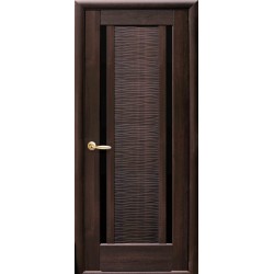 Дверь Луиза (Ностра) ПВХ DeLuxe с черным стеклом Каштан