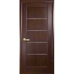 Дверь Мира (Ностра) ПВХ DeLuxe со стеклом сатин Каштан