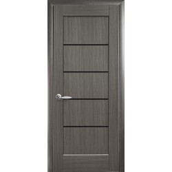 Дверь Мира (Ностра) ПВХ DeLuxe с черным стеклом Grey