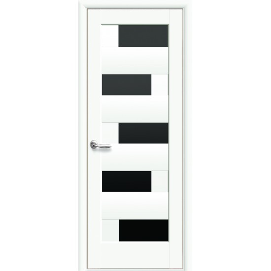 Дверь Пиана (Ностра) Premium с черным стеклом Белый матовый