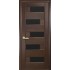 Дверь Пиана (Ностра) ПВХ DeLuxe с черным стеклом Каштан